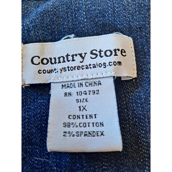 Country Store Denim Jacket Women 1X Full Zip Sequins Long Sleeve - Picture 3 of 8